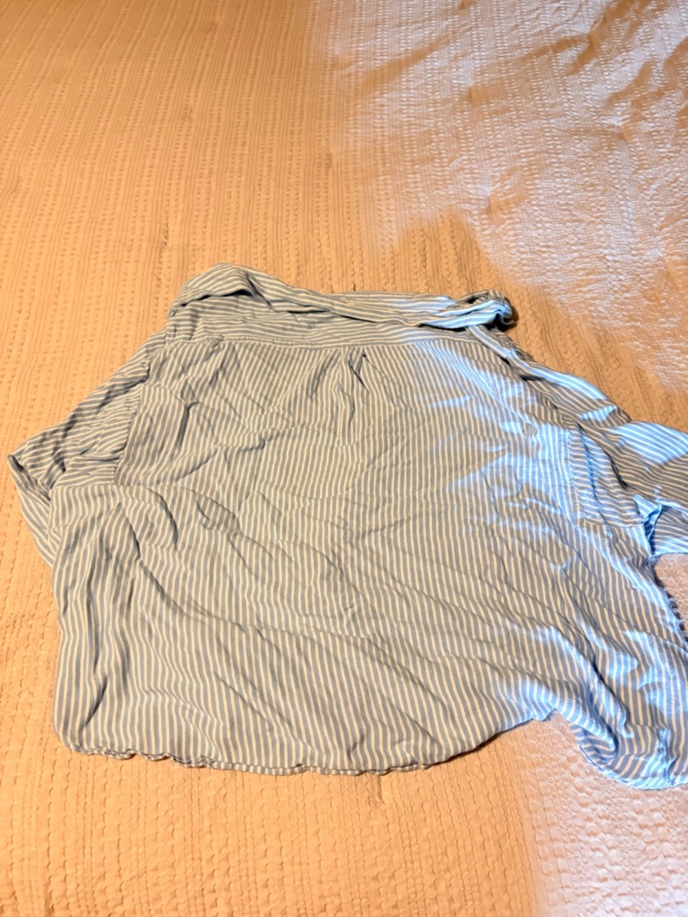 LOFT Blue and White Striped Button-Down Shirt